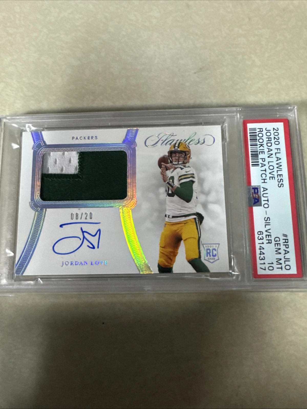 Jordan Love Panini Flawless Rookie Patch Autograph #RPAJLO Silver