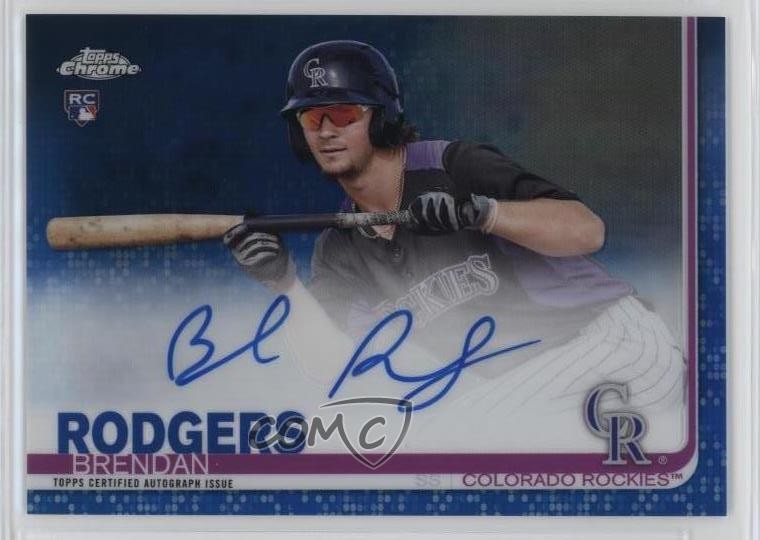 2019 Topps Chrome Rookie Blue Refractor 47/150 Brendan Rodgers #RA-BR Auto 1q5