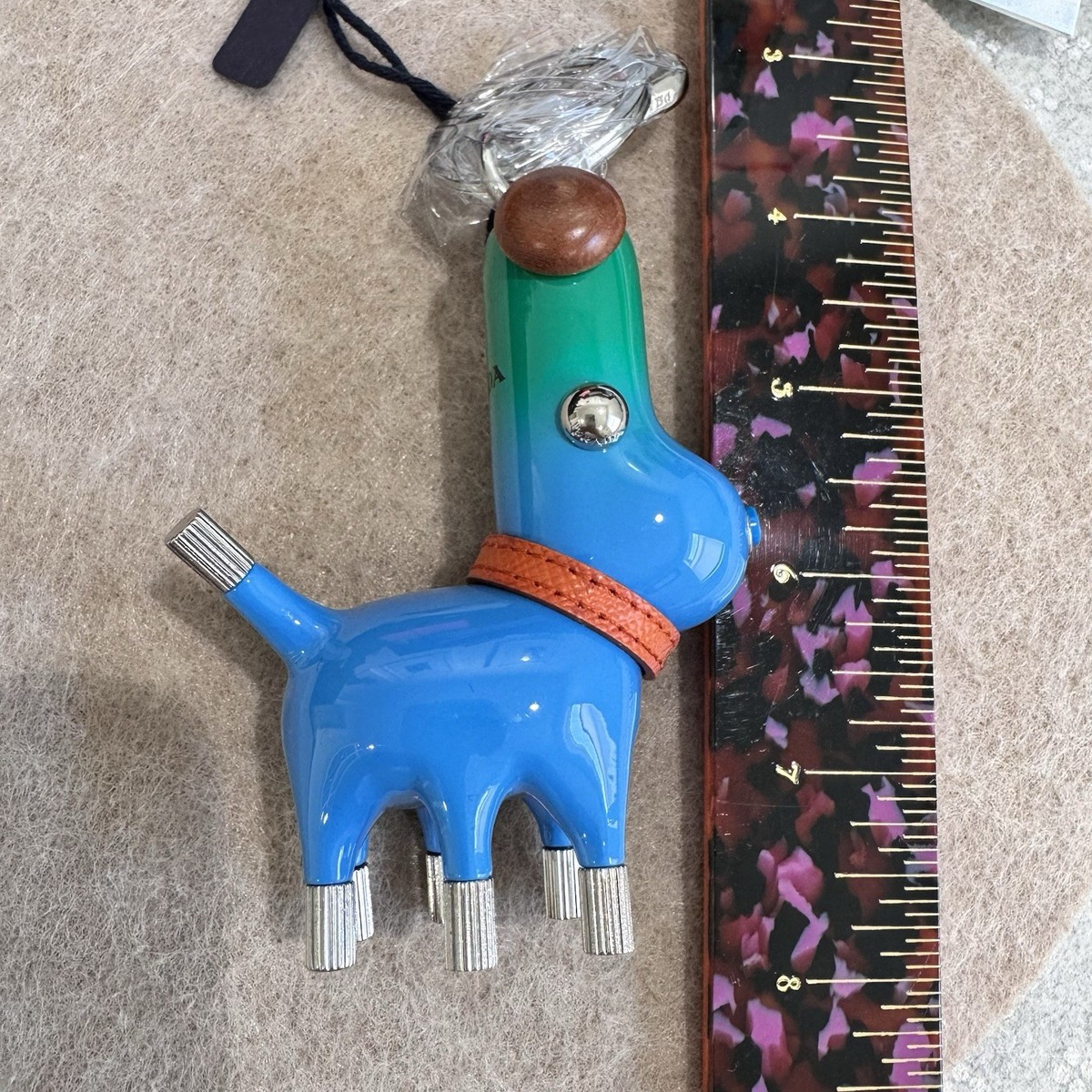 PRADA プラダ トリック ドッグ チャーム キーホルダー ストラップ 犬 PRADA Dog Robot Keychain Charm Animal Keyring with Strap Blue