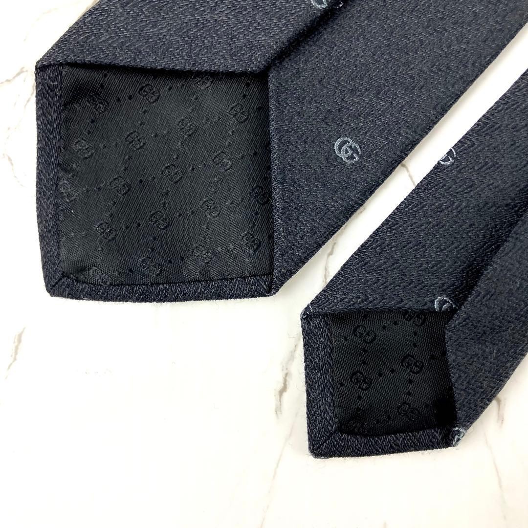 Gucci Necktie Tie 100% Silk Black All-over GG Pattern 2.8 inches From Japan thumbnail 17