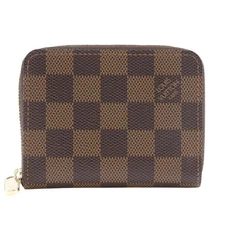 LOUIS VUITTON Zip Around Purse Coin Purse N63070 Brown Damier canvas unisex