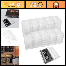 Clear Plastic Cassette Tape Cases 2-Pack - Holds 50 Tapes - Scratch Dirt Res