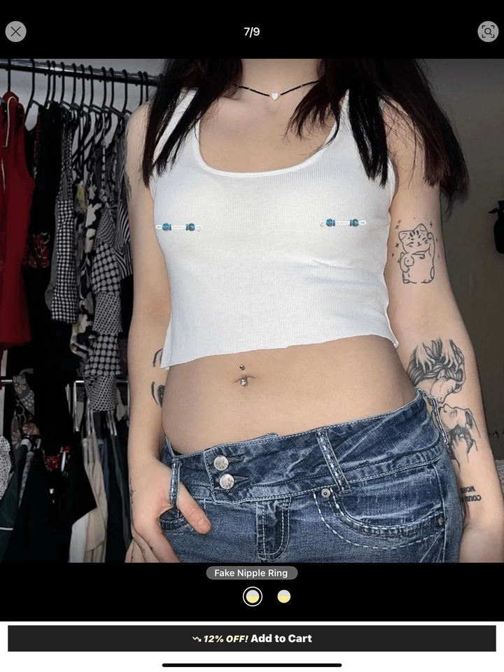 性感非穿孔珍珠白色乳头戒指可调节日常佩戴 8 毫米 — 第 4/4 张图片