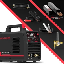 YESWELDER TIG-205P 205A TIG Welder with Regulator & TIG Rods, 110V/220V