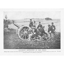 WW1 Austrian Artillery in the Field - Antique Print 1918