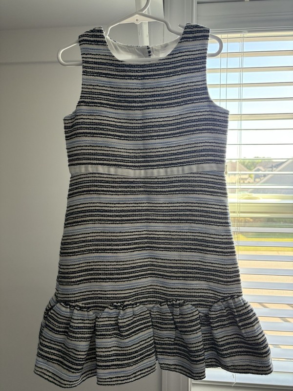 Janie & Jack Girls Sz 6 Sleeveless Striped Tweed Dress Kids Preppy