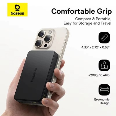 Baseus Qi2 Magnetic Power Bank 15W Wireless 10000mAh PD 22.5W Fast Charging 