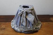 Lampenschirm Baumwolle Blau-Grau Kariert mit Punkten E27, Landhausstil