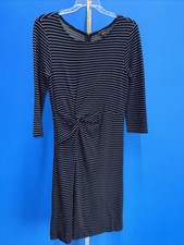 Womens 4 Navy White Stripe Nautical Dress, Career Ann Taylor, NWT Back Zip