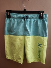Boys Hurley Swim Trunks Size 10/12 NWT Lime Teal Blue Inseam 8.25"