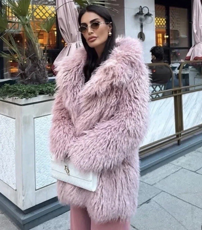 ZARA ZW COLLECTION FAUX FUR COAT PINK FW24/25 SIZES S REF. 3362