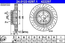 2x Bremsscheibe gelocht/innenbel. 24.0122-0297.1 ATE für MERCEDES-BENZ M-KLASSE 2x Bremsscheibe gelocht/innenbel. 24.0122-0297.1 ATE für MERCEDES-BENZ M-KLASSE
