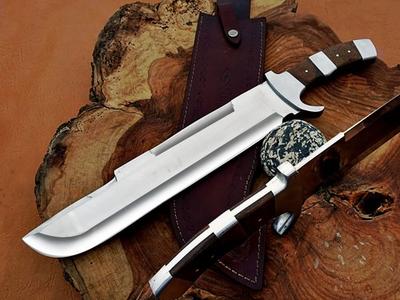 #ad Handmade D2 Steel Hunting Predator Knife 14quot; Blade Micarta Handle Leather Sheat $47.53