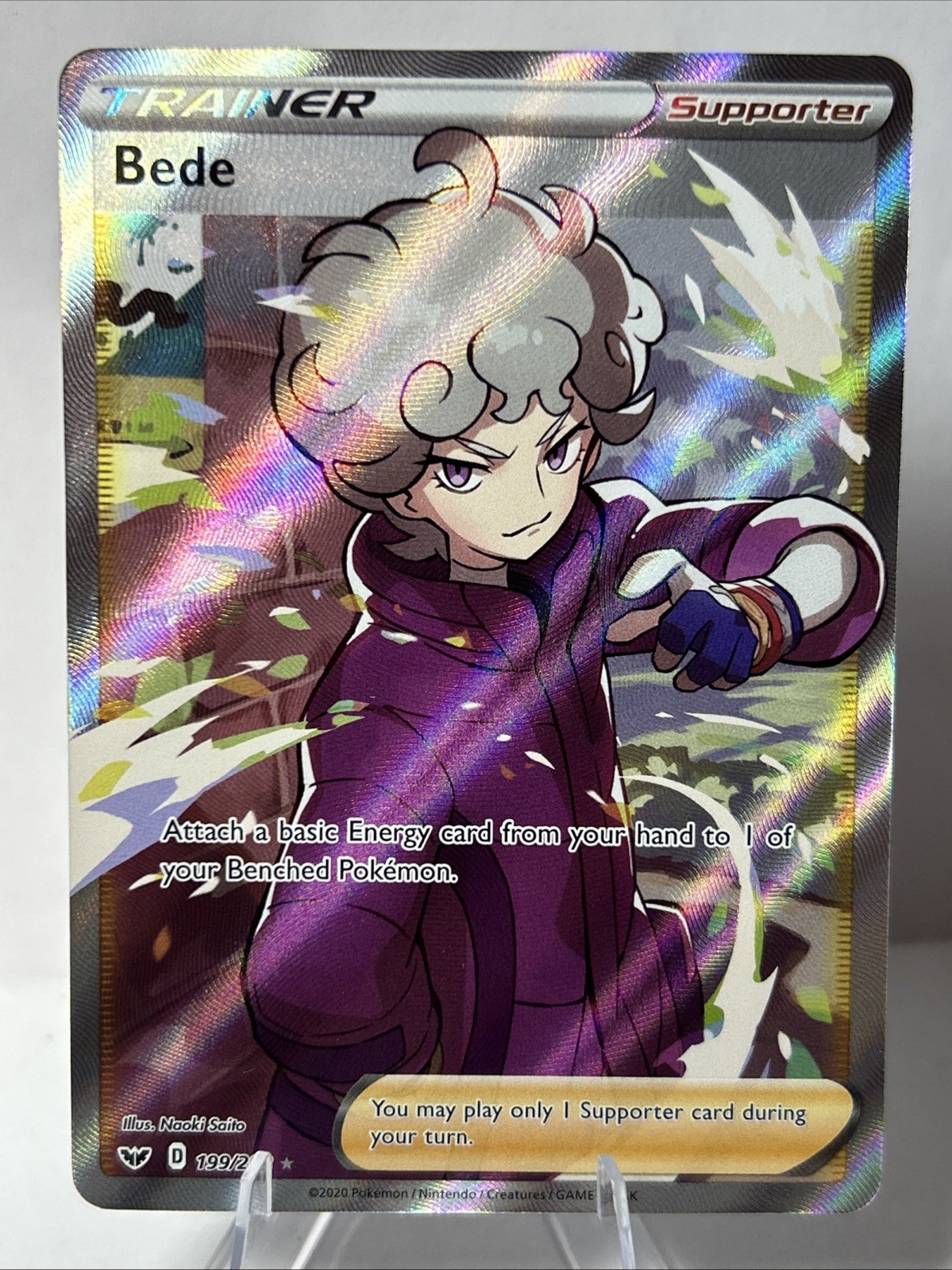 Pokemon TCG Sword & Shield Bede 199/202 Full Art Holo Ultra Rare EN