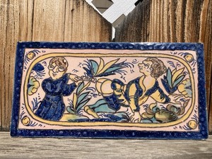 Tile Antique Art Piece. El Medico Unknown artist maybe Sevilla. Spain. C. 1900 A
