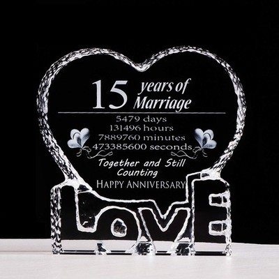 Movdyka 15. Hochzeitstag Kristall Geschenk für ihre Frau Ihn Paar 15 Jahre...