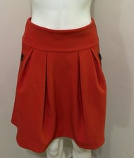Anthropologie Maeve Scarlet Red Swing Pleated Skirt Zip Pockets Womens 2