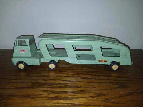 Tonka Car Hauler Carrier Truck MINT Green 1960's Vintage Metal Vehicle Toy
