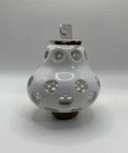 Vintage White Milk Glass Coin Dot Lamp Shade Globe Thumbprint Clear Circles