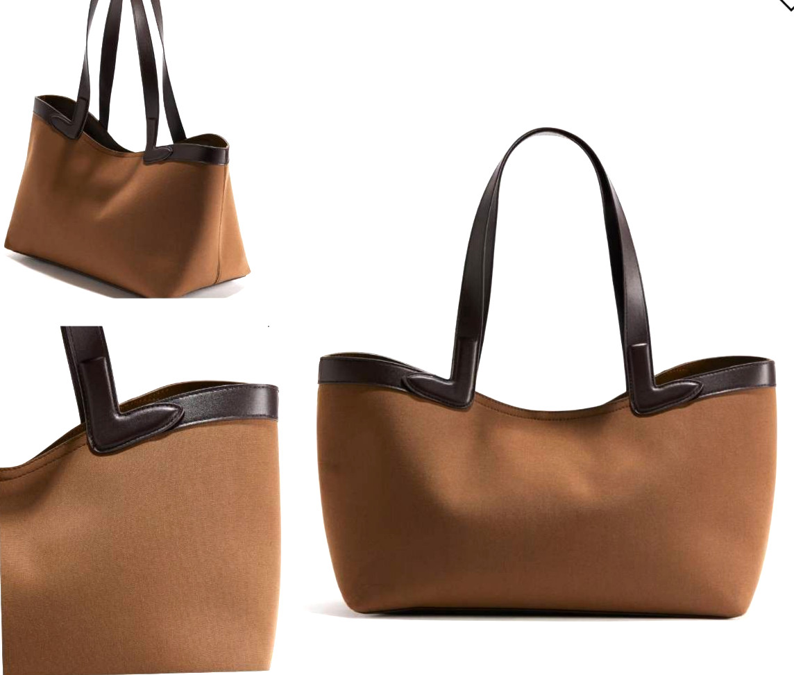 H&M Tote Bag Light Brown Women's Double Handles Magnetic Button Closure