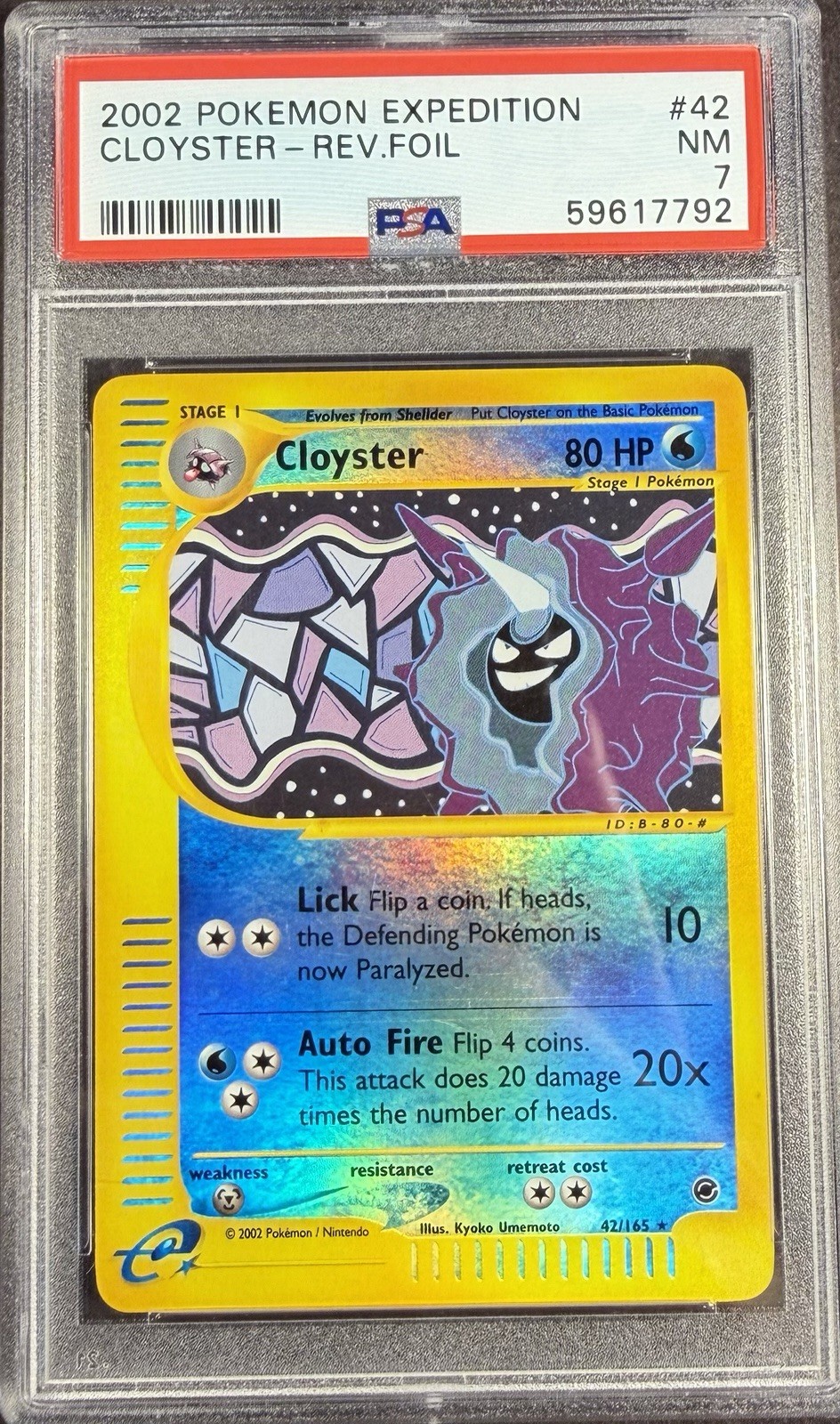 2002 Pokémon Expedition 42 Cloyster Reverse PSA 7 NM