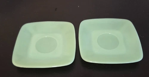 Vintage Fire King Jadeite Jadite Green Square Charm Saucers Lot of 4