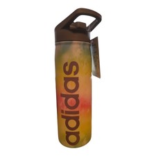 Adidas Steel Straw Water Bottle 600ml Rainbow Grey BPA Free Interchangeable Tops