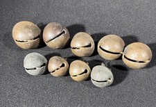 Lot of 9 Antique Brass Horse Sleigh Bells Jingle Crotal Petal No. 8,7,6,5,4