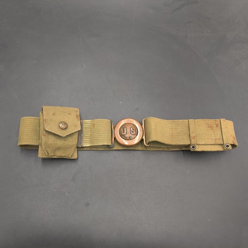 US 1910 EM Garrison belt with US buckle and Eagle snap Pouch