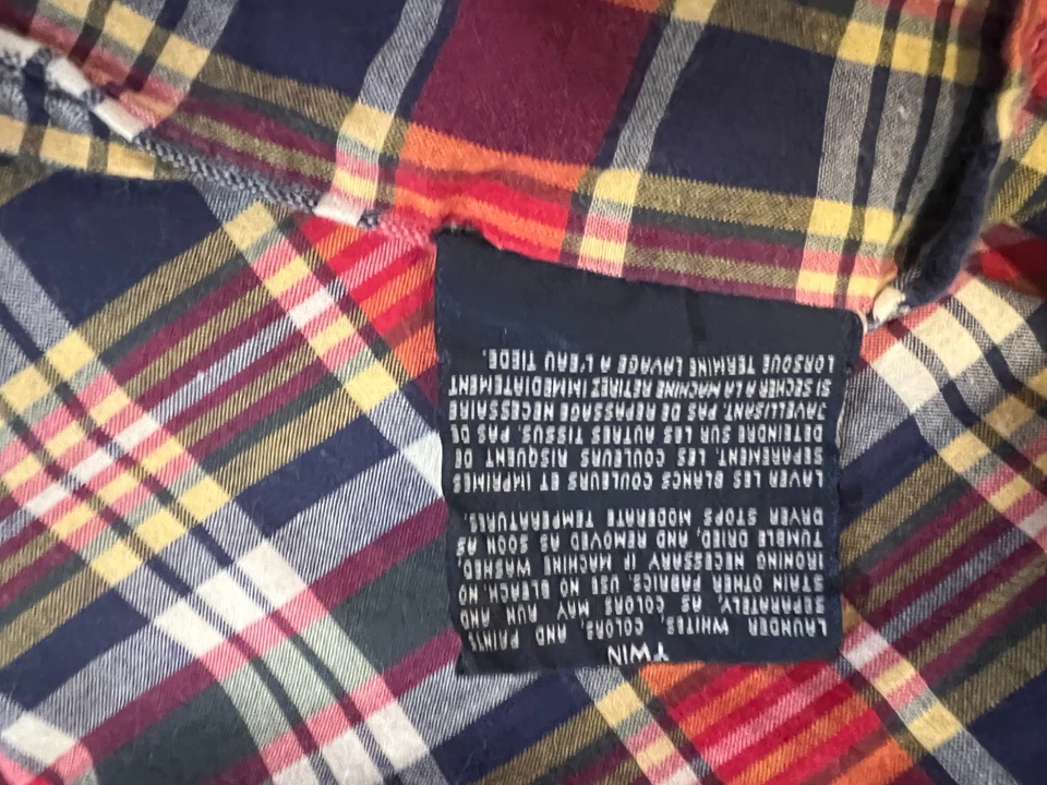 Ralph Lauren Kennebunkport Madras Sábana Plana Doble Cuadros Rojo Azul Verde Amarillo Foto 4 de 4
