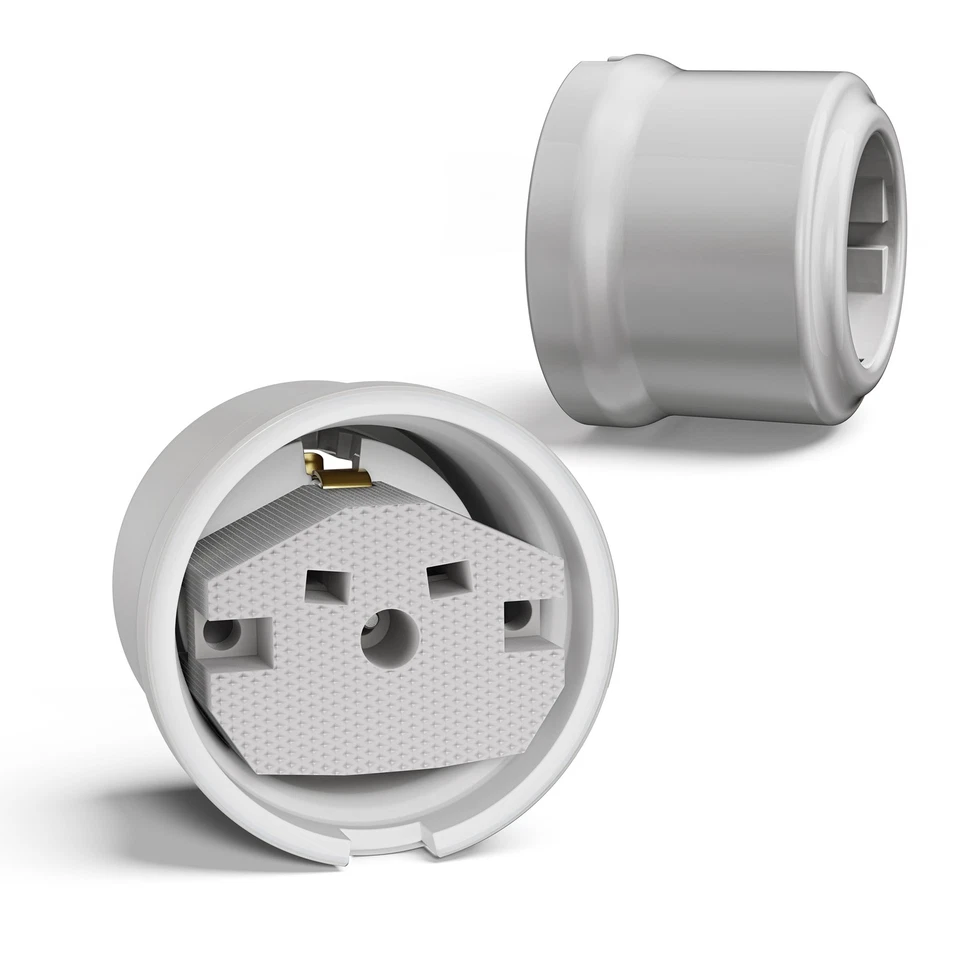 Aufputzsteckdose Porzellan PORS, weiß glänzend, rund, ⌀ 65 mm - Bild 4 von 4