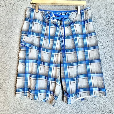 Oakley O Plaid Men's Boardshorts Size 31 Swim Surf Wear 4 Way Stretch Boardies