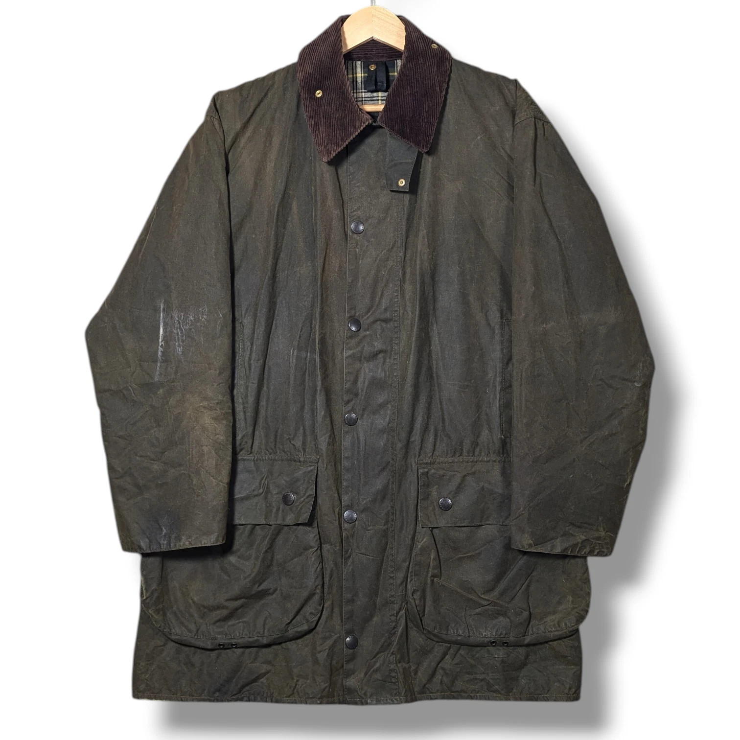 Vintage Barbour Border Wax Jacket Mens Size C40 A200 Olive Green Waxed Coat