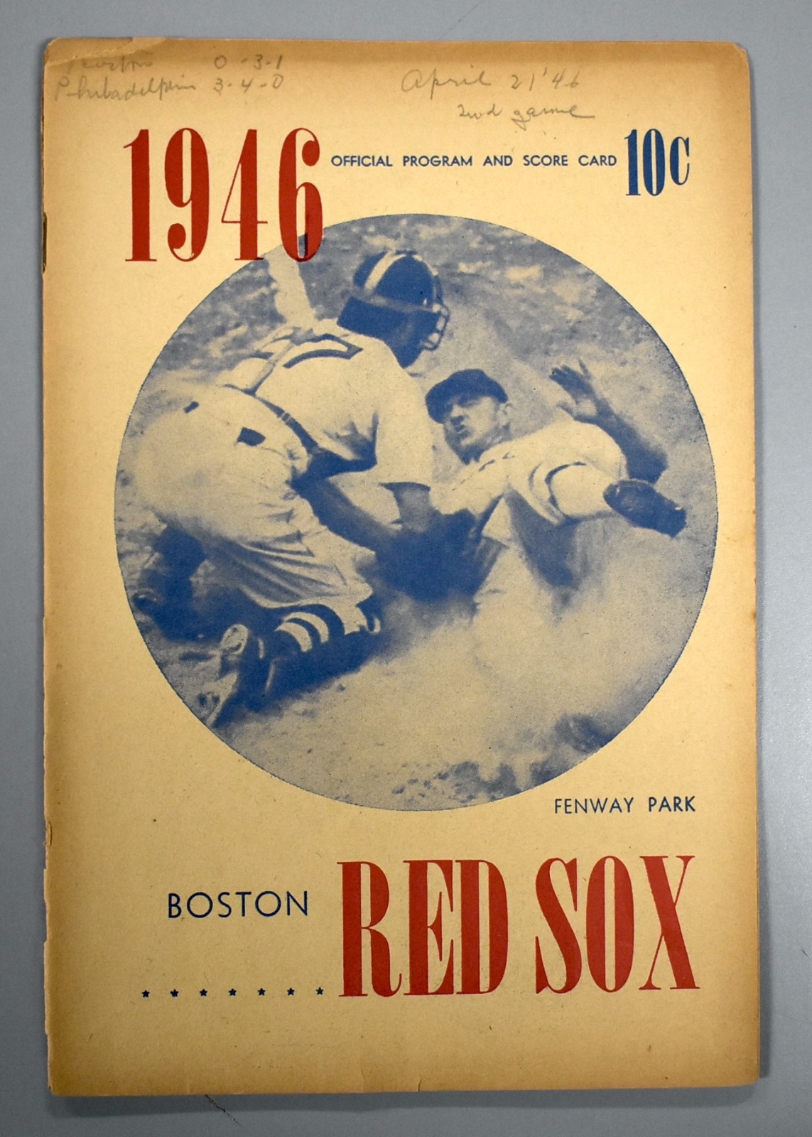 Boston Red Sox vs Philadelphia Athletics April 21st 1946 Official Scorecard
