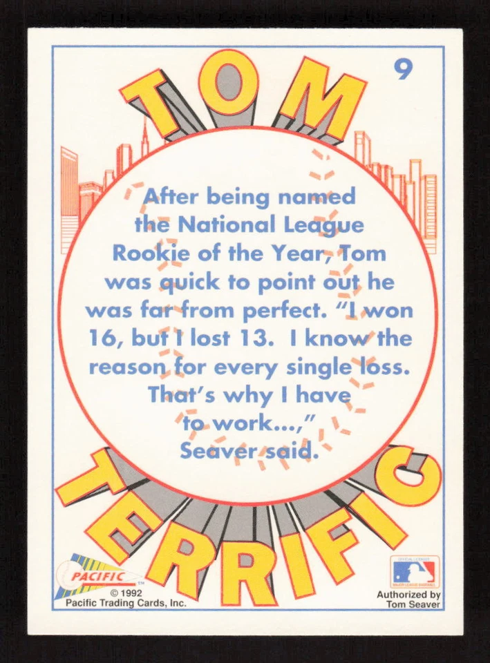 1992 Pacific Tom Seaver #9 Tom Seaver New York Mets - Image 2 of 2