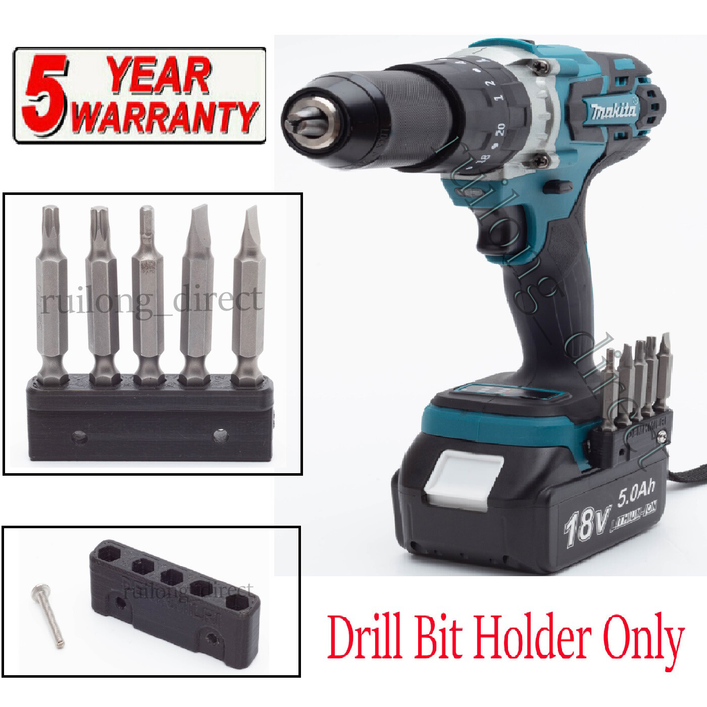 TOP Drill Bit Holder for Makita 20V 18V 12V black Tools (w