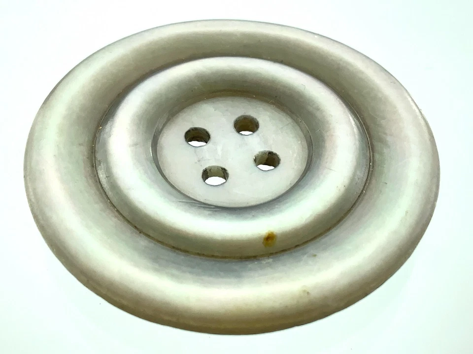 Vintage Ladies MOP Mother Of Pearl Raised Carved 1-3/8in Garment Button 880A - Image 2 of 4