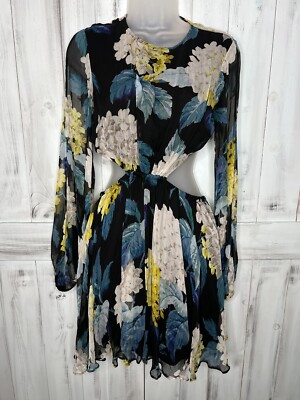 Alice McCall Wild Frontier Blue Yellow White Floral Chiffon Cut Out Mini Dress 6