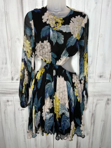 Alice McCall Wild Frontier Blue Yellow White Floral Chiffon Cut Out Mini Dress 6
