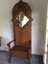 large ornate applied carving antique oak hall tree seat w/lift up lid