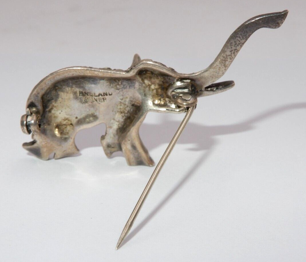 VINTAGE SOLID SILVER ELEPHANT WITH MARCASITES & R… - image 14