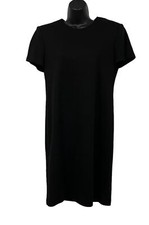 Vintage Willow Ridge Knit Dress Black Short Sleeve Shoulder Pads Size 10
