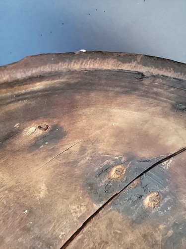 GRAN cuenco de madera 18" diámetro rústico masa primitiva tallado a mano reparado casa de campo ÚNICO EN SU CLASE - Imagen 5 de 21