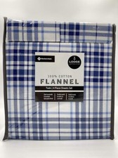Members Mark 100 Cotton 4pc Flannel Sheets Set Blue Plaid Twin