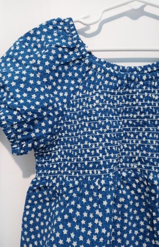 Cat & Jack Girls' Short Sleeve Blue w/ White Stars Smocked Top Size M (8) - Picture 4 of 7