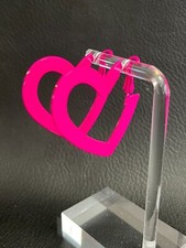 FUN NEW PAIR WOMEN'S HEART SHAPED FLAT HOOP EARRINGS 40MM HOT PINK FREE SHIPPING