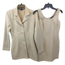 My Michelle Womens Size 5/6 Tan Tank Top & 3 Button Pleated Blazer Jacket Set