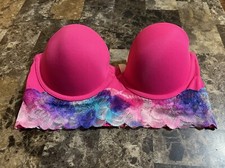 VINTAGE VICTORIA'S SECRET PINK STRAPLESS BUSTIER BRA  34 B.
