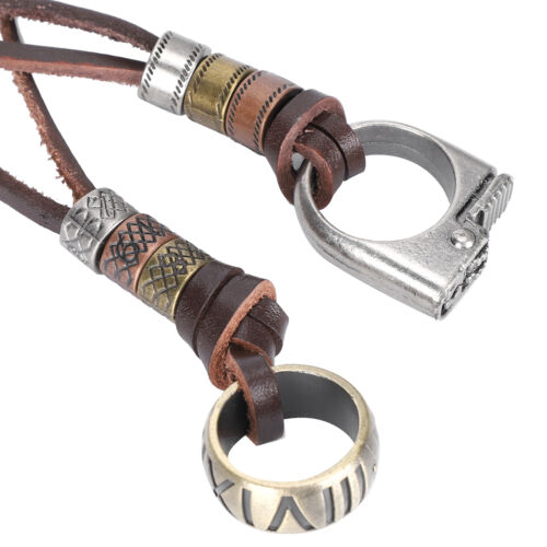 2 x collier pendentif chaîne de pull en cuir rétro réglable long alliage de zinc chaud - Photo 1/15