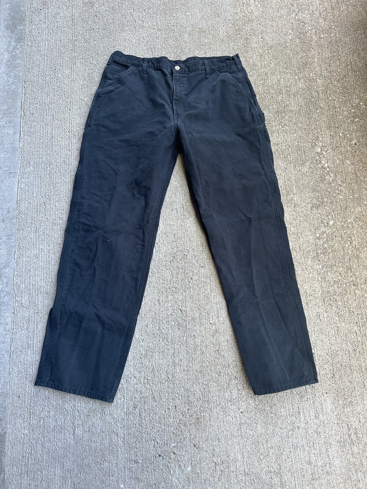 Carhartt Carpenter Dungaree Pants 40x34 Black Duck Canvas Flannel Blanket Lined